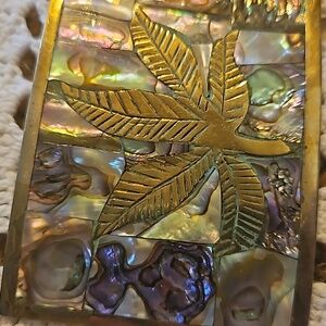 Vintage sterling and abalone belt buckle